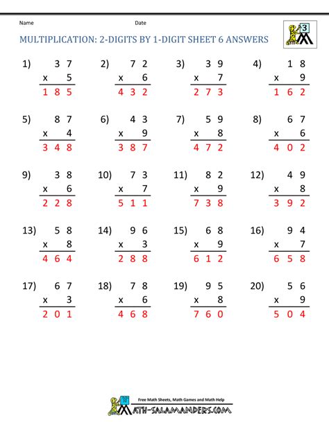 multiplication worksheets for grade 3 2 digits|3rd Grade Math Worksheets: Multiplication .